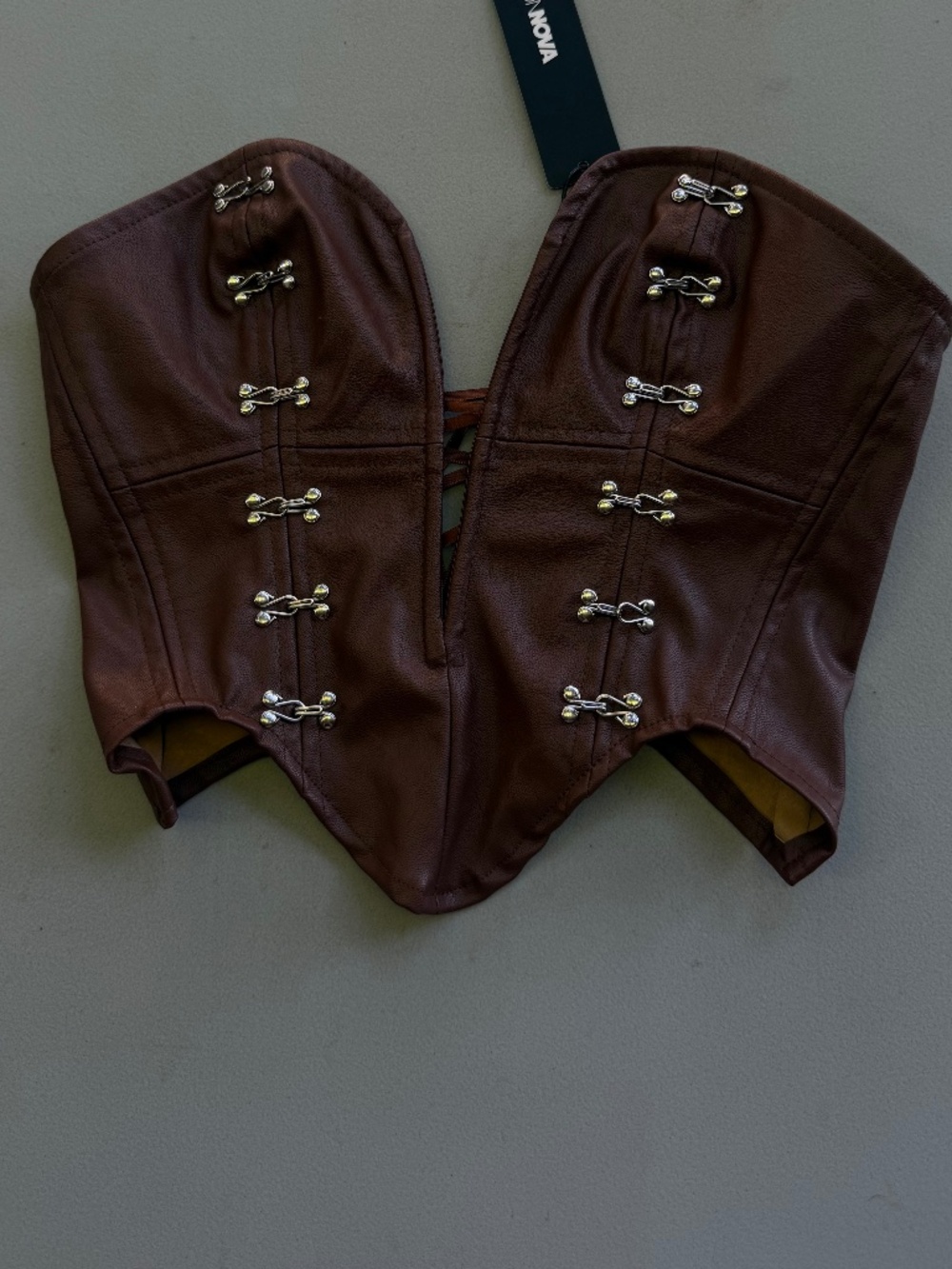 NWT Fashion Nova Rockstar Status Faux Leather Corset Top – XS